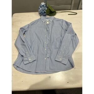 NEW GAP Oxford‎ Shirt Stretch Button Down Striped Dress Shirt Blue White Large